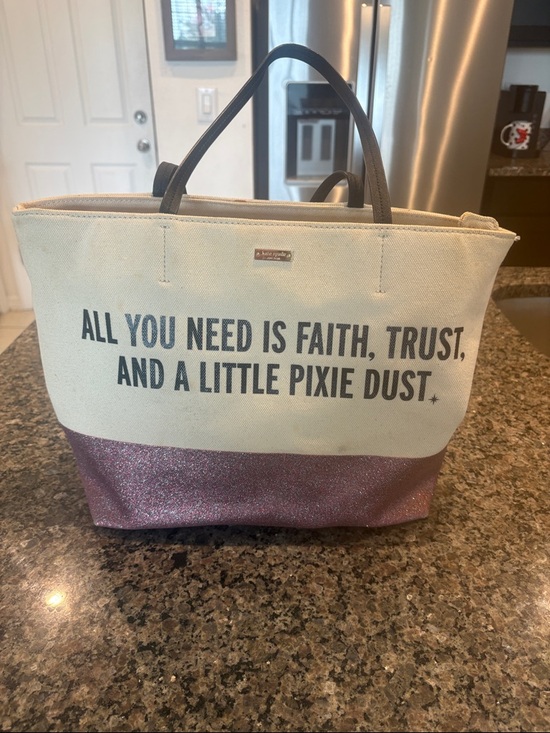 kate spade Handbags - kate spade Cream Canvas Tote with Pink Glitter Bottom